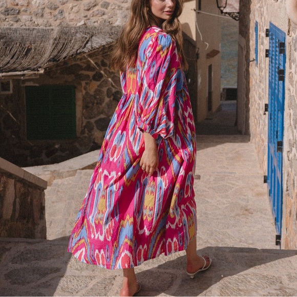 House of Sundar Liana Midi Dress - Hibiscus Size Medium - Picture 3 of 7